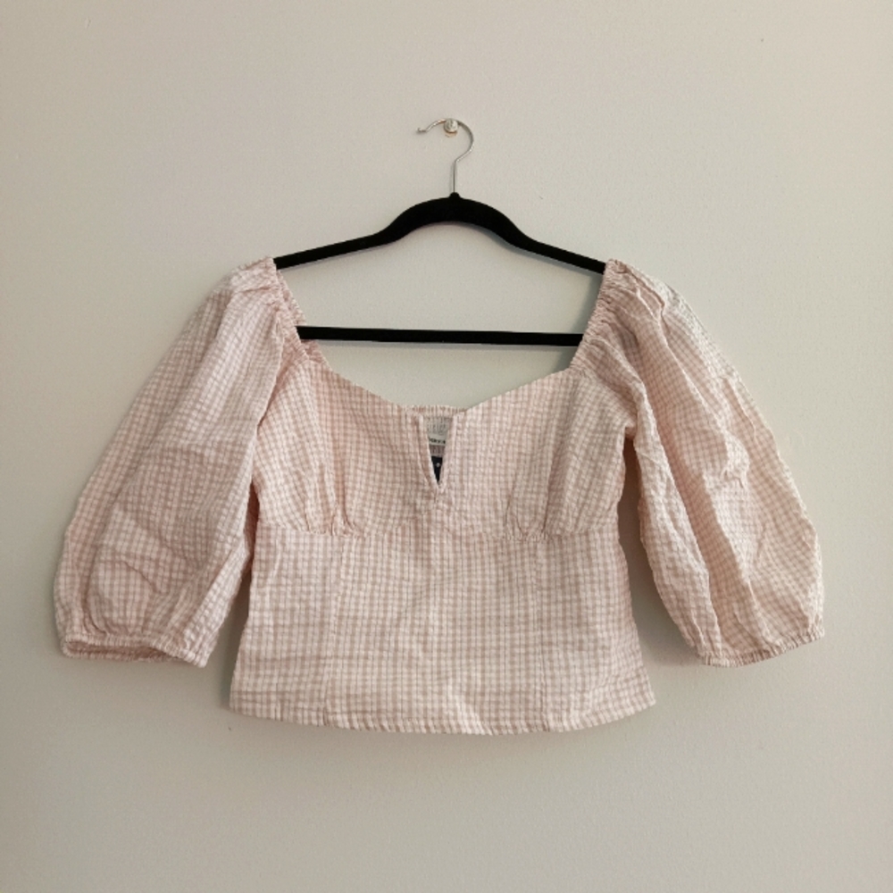 NWT Abercrombie Puff Sleeve Smocked Back Top XS
